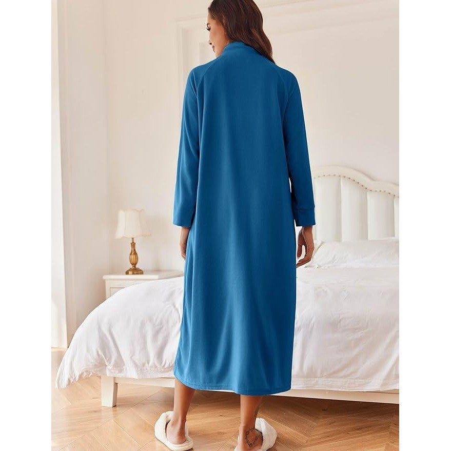 MSRP $38 Ekouaer Women's S Zipper Robe Long Sleeves House Coat REAL COLOR ON
