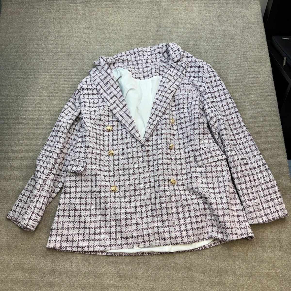 MSRP $52 Happy Sailed Women's 2XL Plaid Tweed Blazer Dressy Casual Long Sleeve