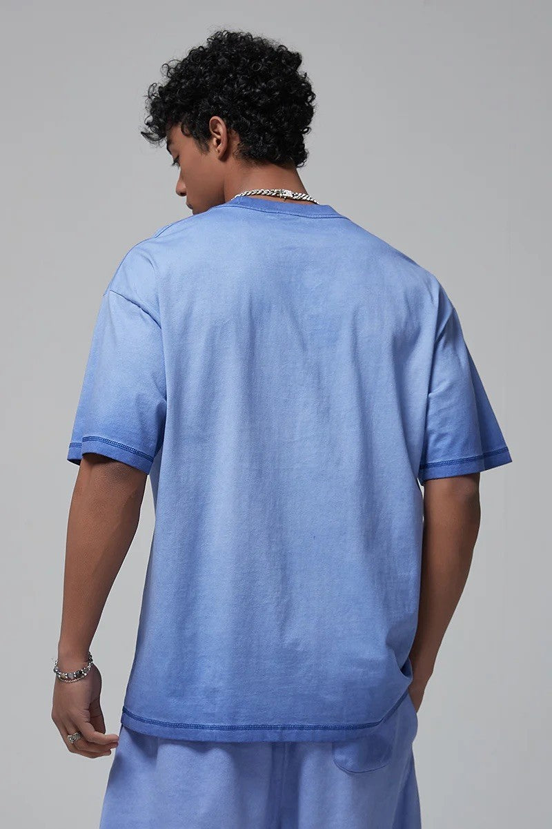 Artie Master Unisex S-XL Light Blue Double Stitch Sleeve Hem Washed T-Shirt 250G