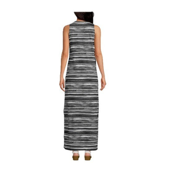 Lands' End Women's S LONG Sleeveless Swim Cover-up Cotton Jersey Maxi Dress Bl