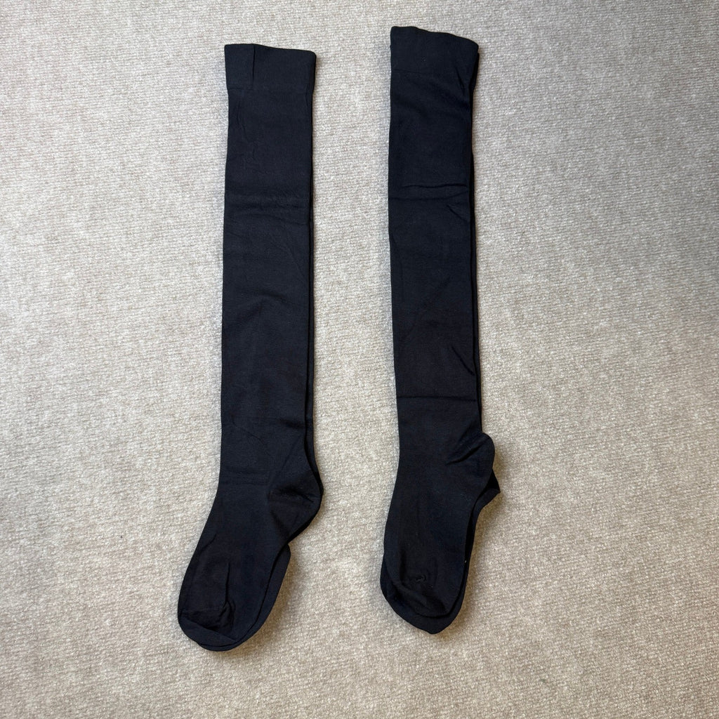 Set of 2 SATINIOR Womens Black Thigh High Socks Over Knee Cotton Thigh High St