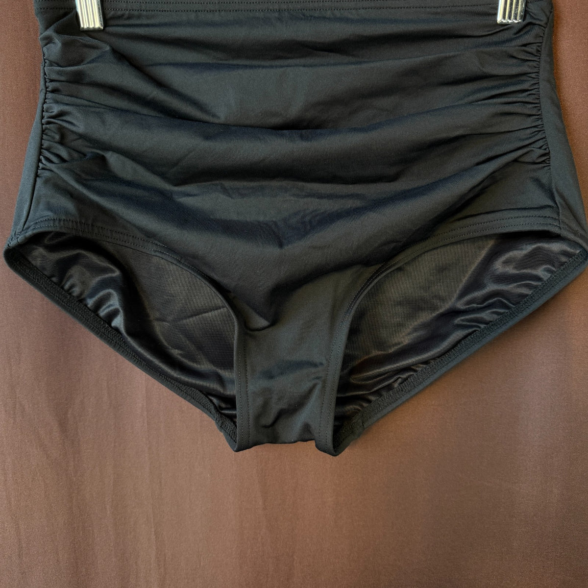 Lands' End Women's L LONG Ruched Retro High Waisted Bikini Swim Bottoms Tummy Co