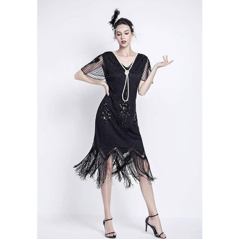 MSRP $38 JICAGOM Women's M Flapper Dress 1920s Gatsby Roaring 20s Great 1920