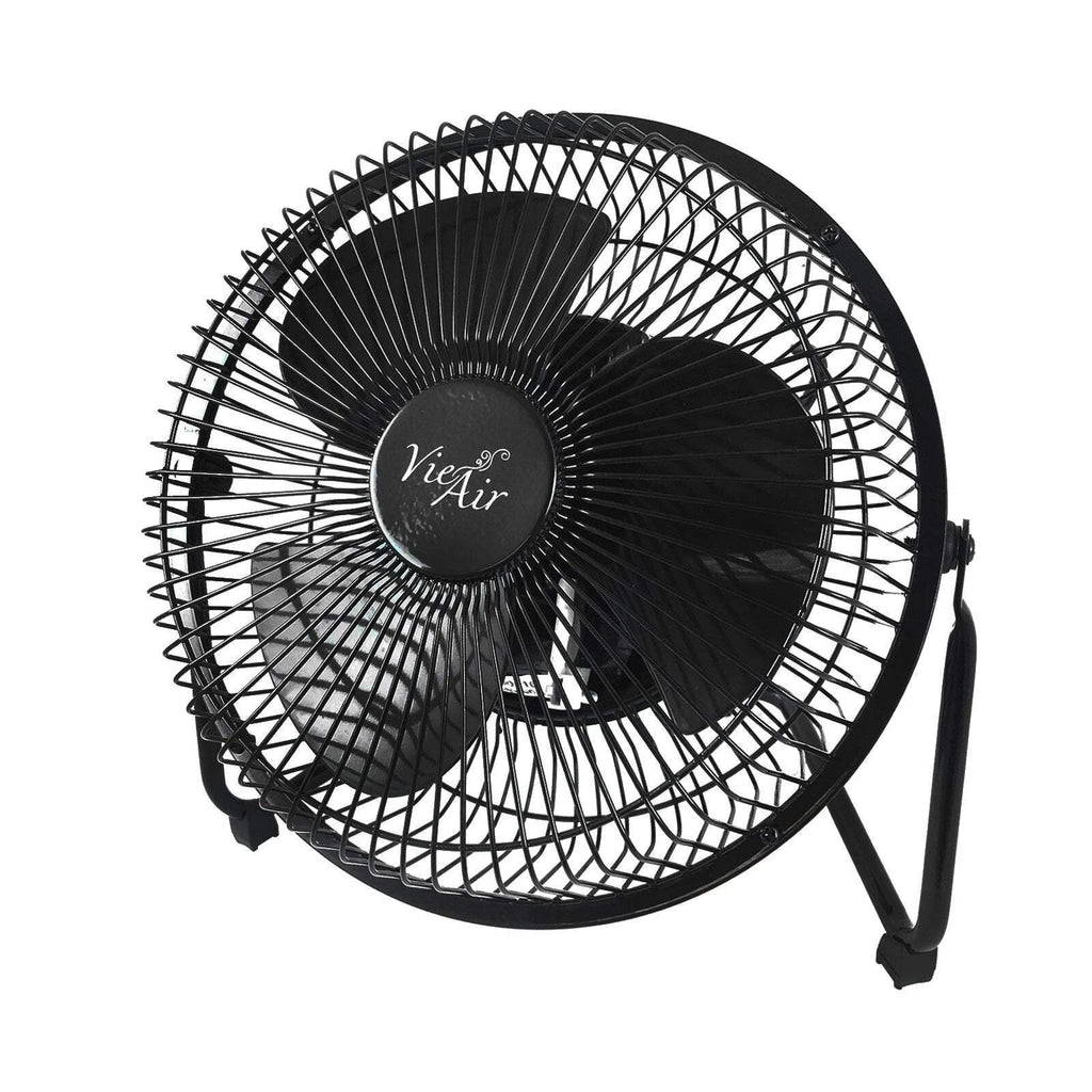 Vie Air 8" High Velocity Metal Desk and Floor Fan, Black