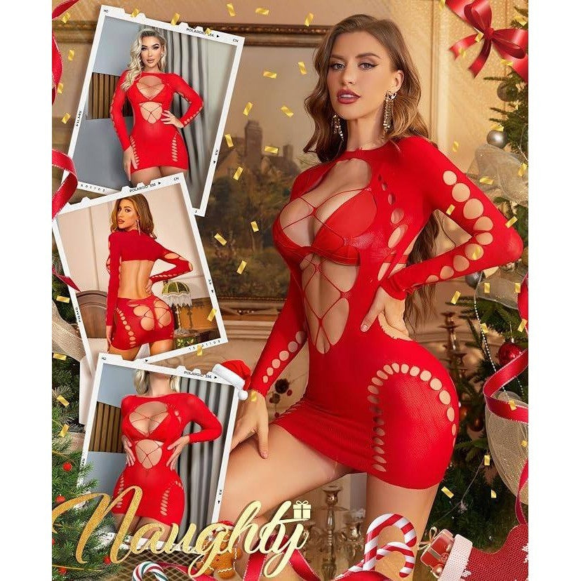 RSLOVE Sexy Lingerie Babydoll Chemise Womens One Size Mesh Hollow Out Backless