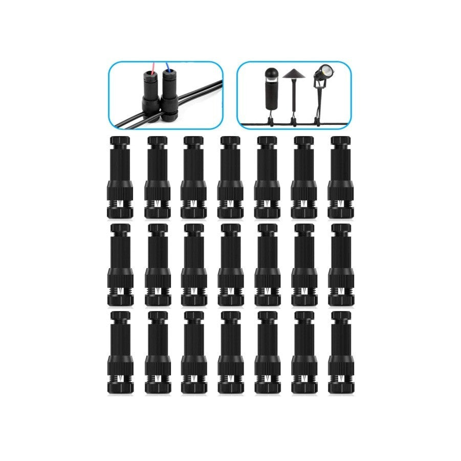 Pack of 21 iCreating Low Voltage Landscape Light Cable Connectors Waterproof 12