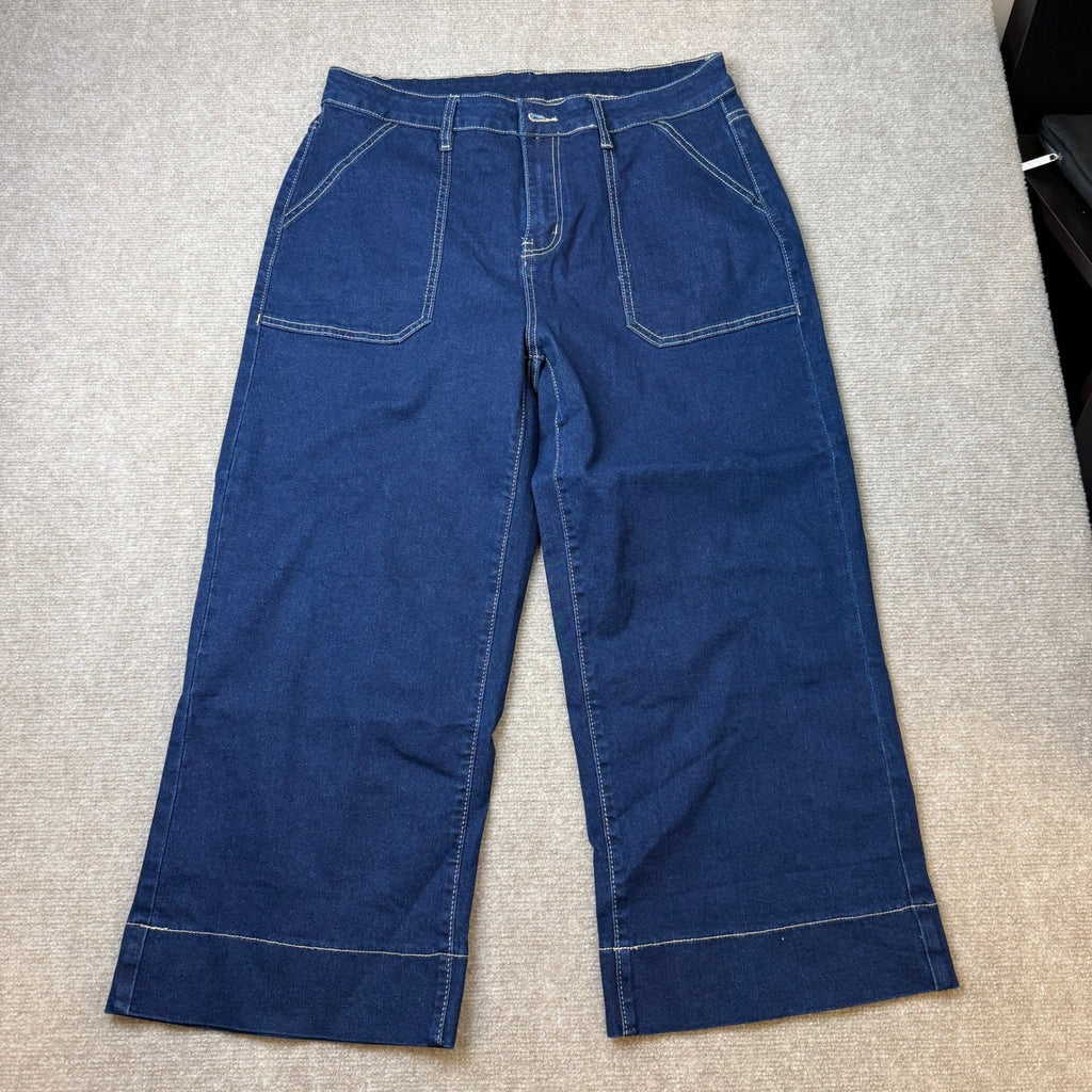 MSRP $47 GRAPENT Women's XL Capri Jeans High Waisted Wide Leg Strechy Loose