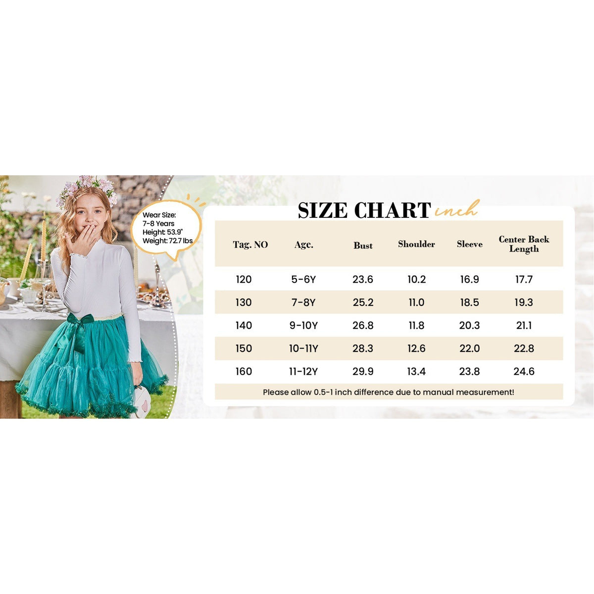 Set of 2 MSRP $26 Arshiner Girl's 11-12Y White Lettuce Trim Mock Neck Long Sleev