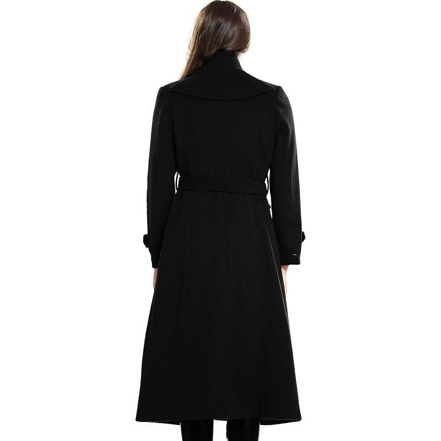 MSRP $156 Escalier Women's L Wool Trench Coat Winter Double-Breasted Jacket wi