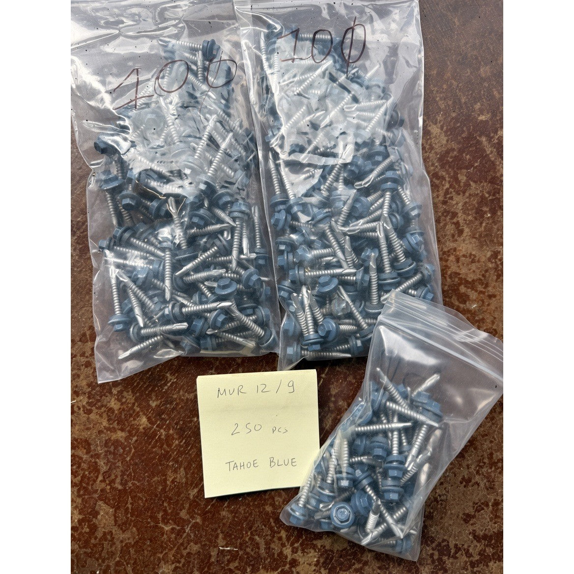 Lot of 250 Tahoe Blue 1-1/2" Structural c Self Drilling Hex Washer Head