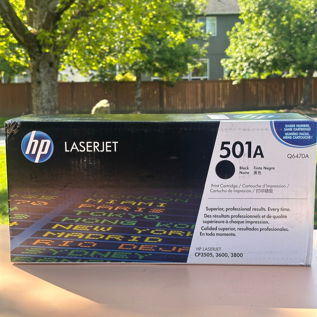 HP 501A Black Toner Cartridge Q6470A for LaserJet CP3505, 3600, 3800 Sealed
