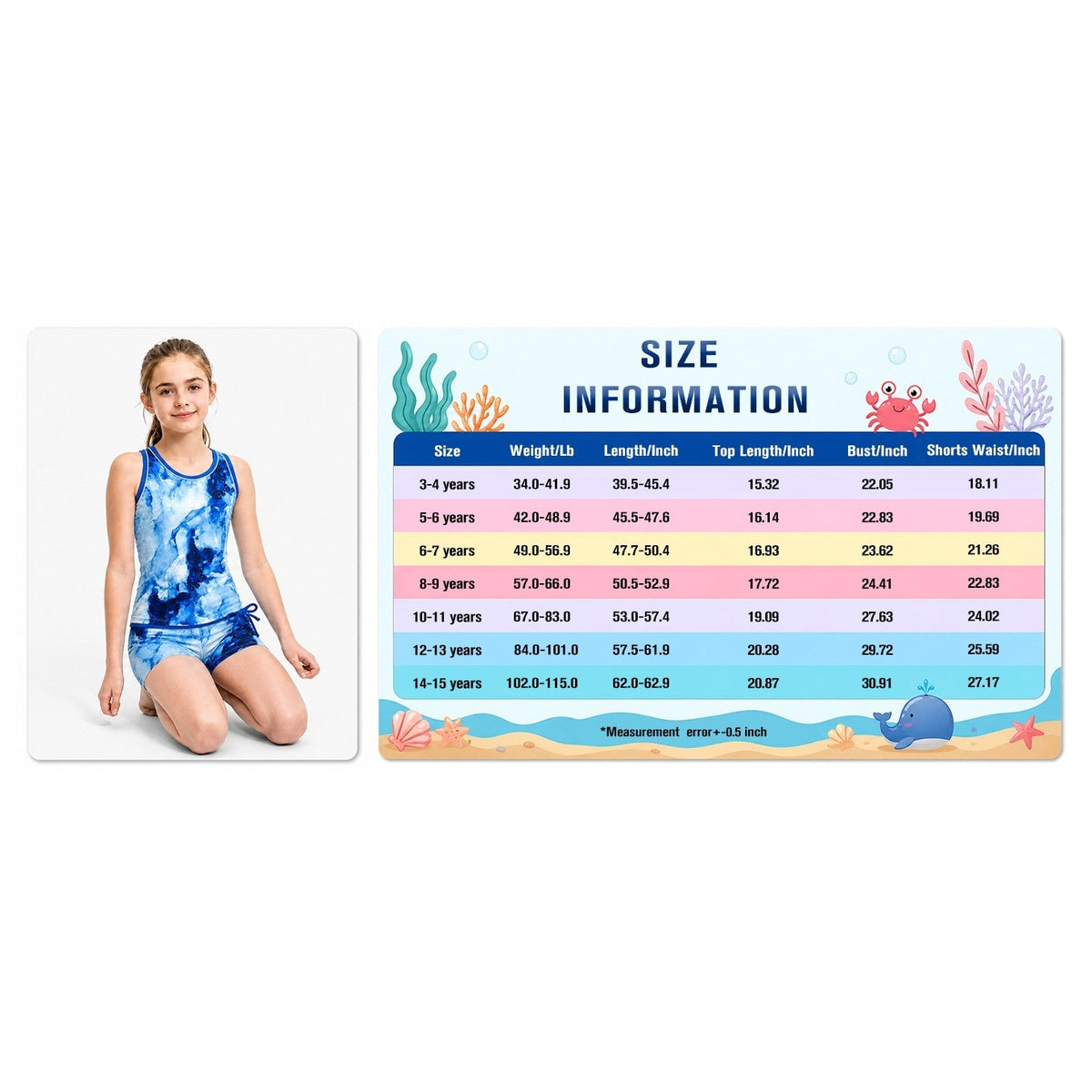 MSRP $31 PROALLO Little Girls 5XL (14-15Y) Dark Blue Summer Swimwear Two Piece