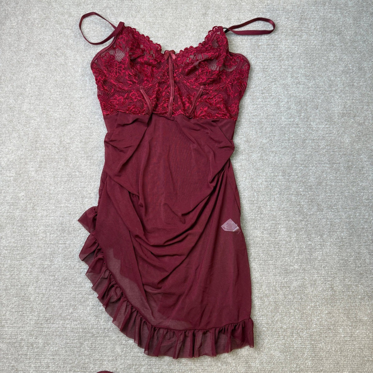 MSRP $22 Foxiny 2 Piece Women's XL Lingerie Set Bodycon Dress with Thong Ruff