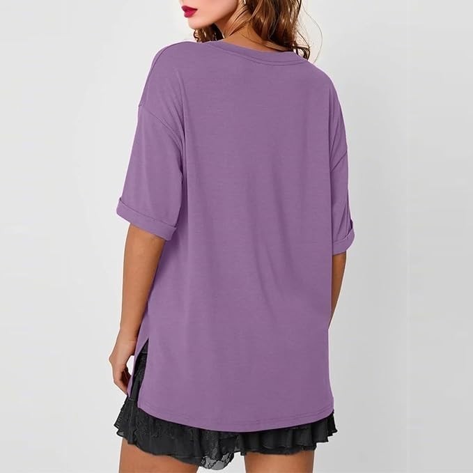 Women's 2XL-3XL Top V Neck Short Sleeve T-Shirt Oversized Shirt Soft Loose Casua