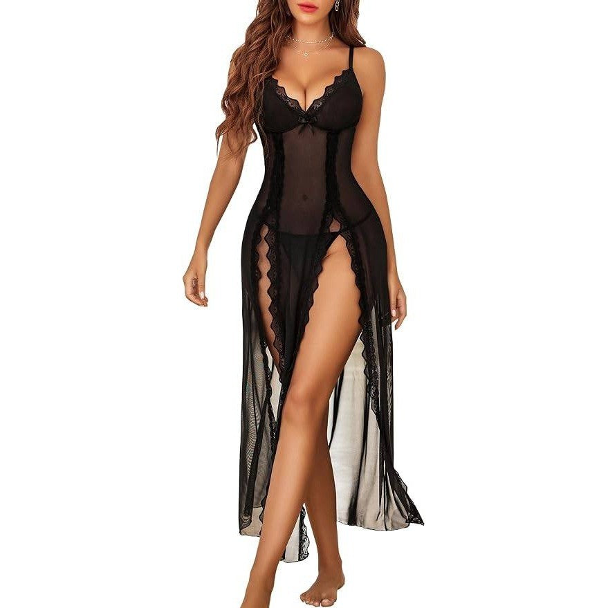 MSRP $29 Avidlove Women's M Lingerie Lace Babydoll Chemise Sexy Mesh Nightdr