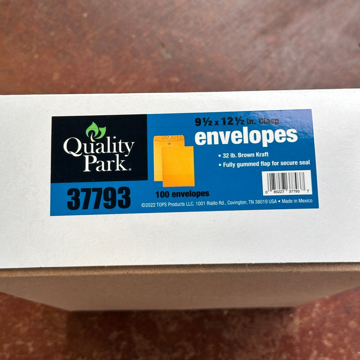 Pack of 100 Quality Park 37793 Clasp Envelopes, 9.5" x 12.5" Brown Kraft