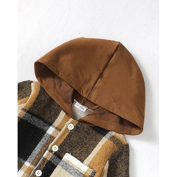 MSRP $26 Renotemy Baby Boy 2-3T Plaid Brown Clothes Set Toddler Long Sleeve
