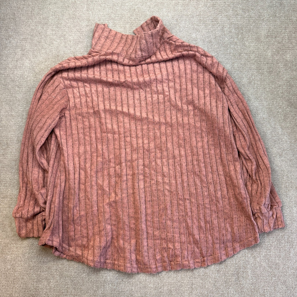 ROSRISS Women's 2XL, 5XL Dusty Rose Casual Knit Pullover Split V-Neck Long Sleev
