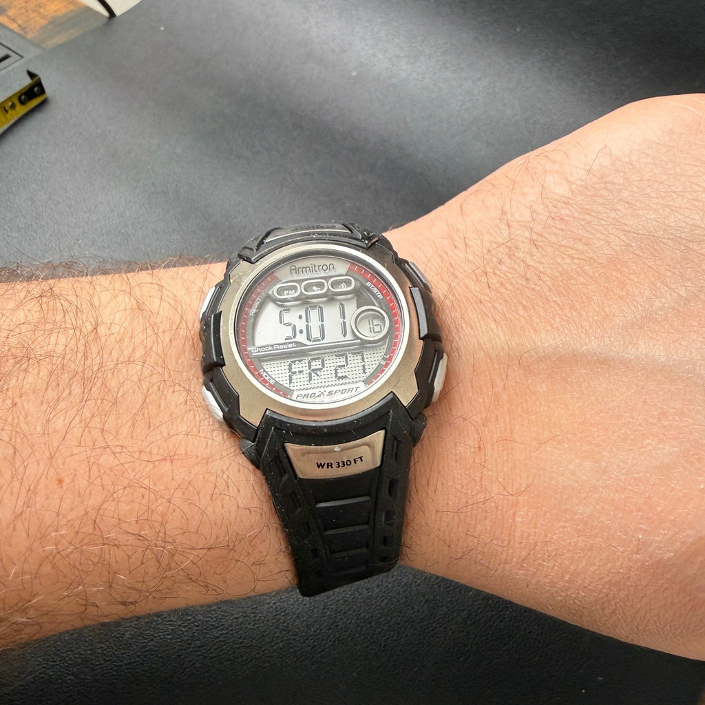 Armitron Pro Sport Men's Digital Watch WR330FT Black Strap Silicone