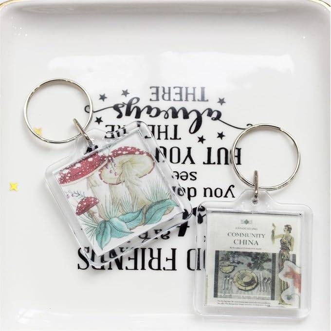 BetterJonny 9 Pcs Square Acrylic Picture Keychain Blanks in Clear Acrylic Pictu