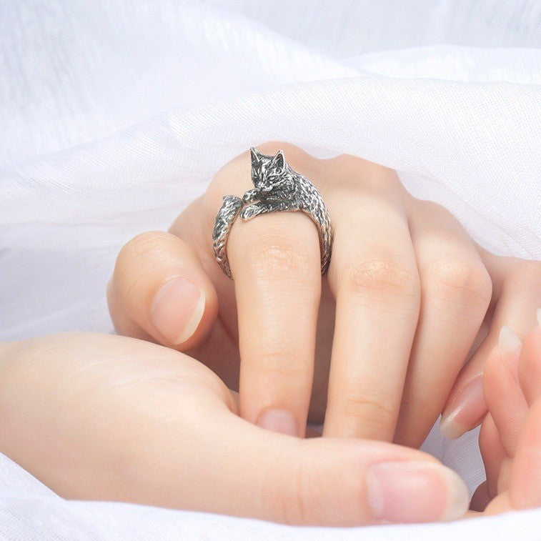 Cat Kitten Ring 925 Sterling Silver Womens Vintage Gothic Punk Jewelry Size 6