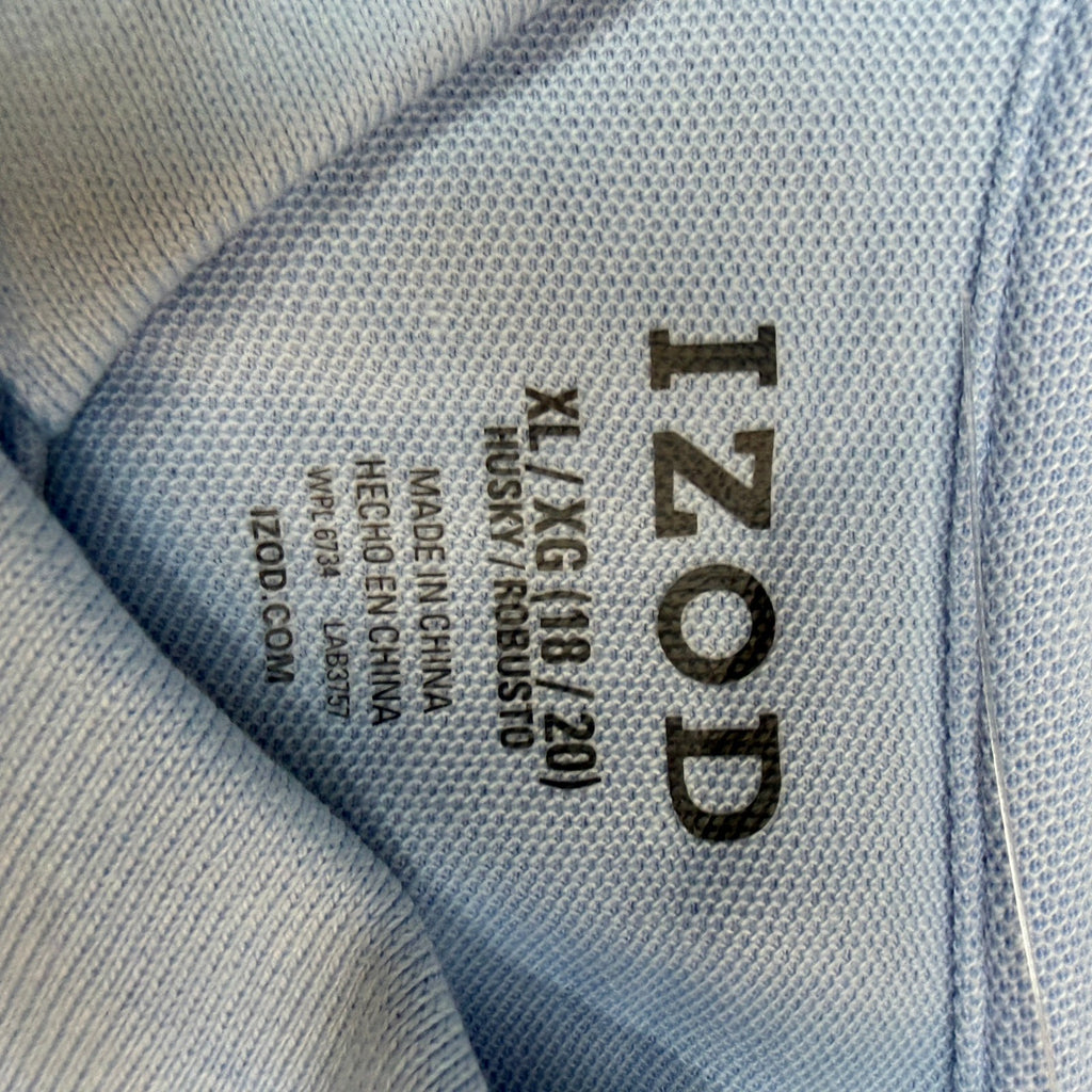 Izod Kids Boys XL 18/20 Husky Light Blue Polo Shirt Short Sleeve