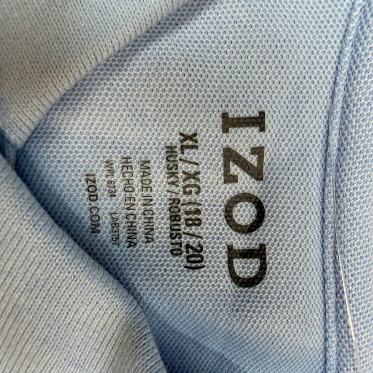 Izod Kids Boys XL 18/20 Husky Light Blue Polo Shirt Short Sleeve
