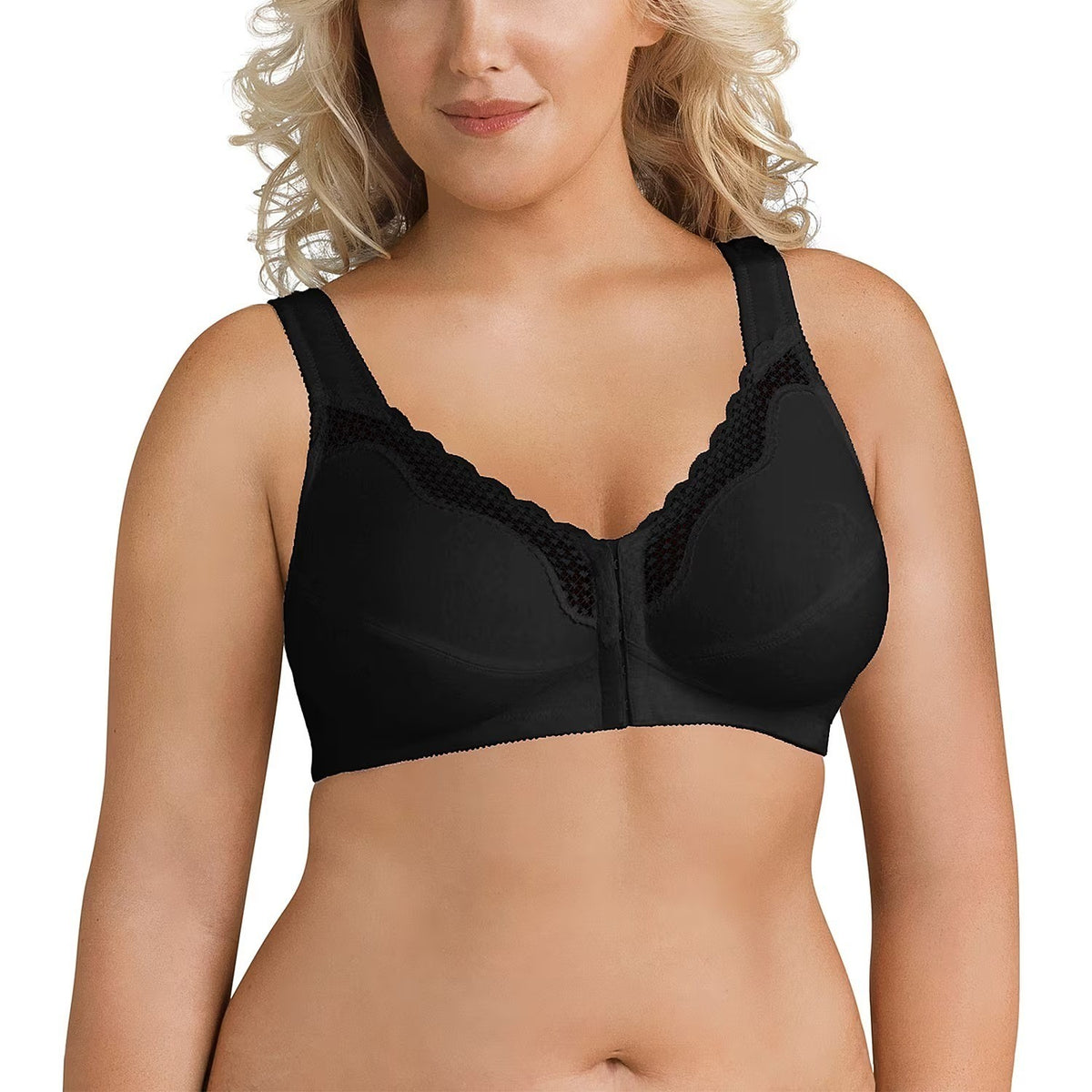 Exquisite Form 5100531 Womens 46B Black Fully Wireless Front Closure Posture Bra