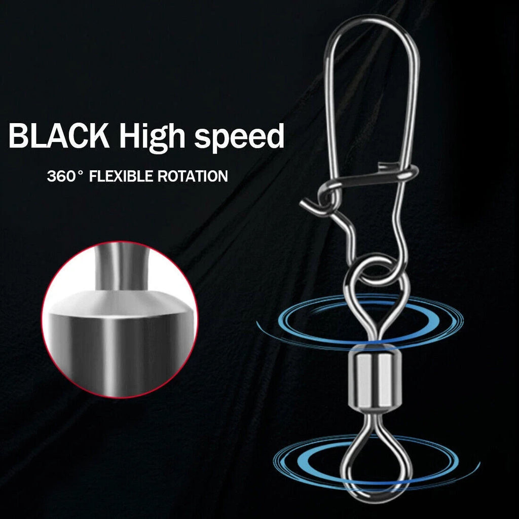 Pack of 250 Fishing Connector Rolling Swivels Barrel Bearing with Snap Fit