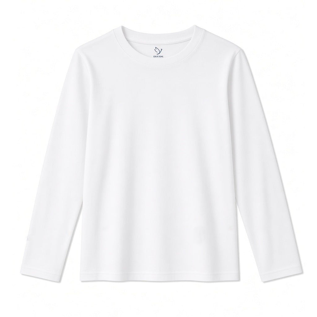 HoeVou Girls 14-16Y White Long Sleeve Shirts Youth Cotton T-Shirts Tagless Laye
