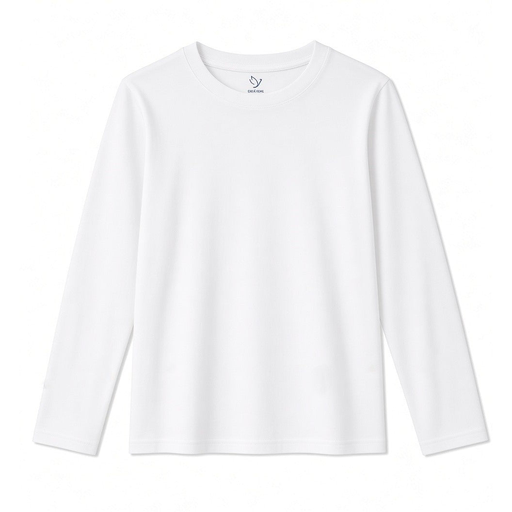 HoeVou Girls 14-16Y White Long Sleeve Shirts Youth Cotton T-Shirts Tagless Laye