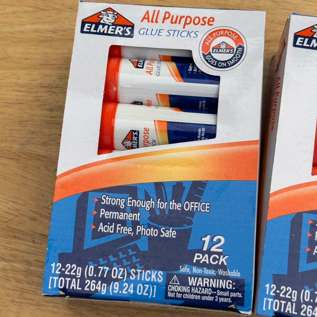 2 Packs of 12 Elmer's E517 All-Purpose Disappearing Glue Sticks, 0.77 oz Wash