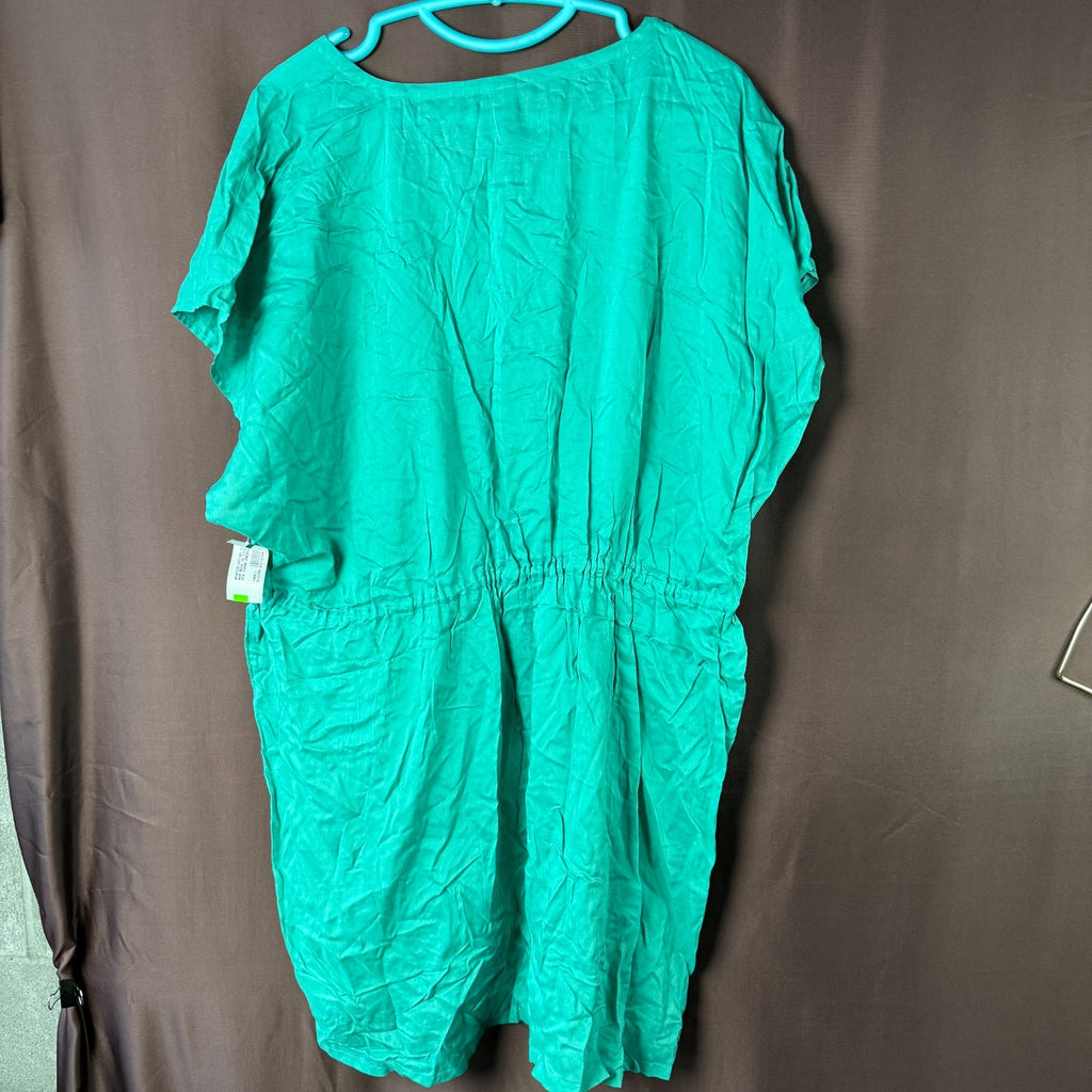 Lands' End Women's M-L LONG Dolman Sleeve Cinched Waist Swim Cover-up Dress