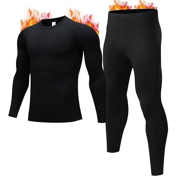 JZCreater Men's M Black Thermal Underwear Set Long Johns Fleece Lined Base Layer