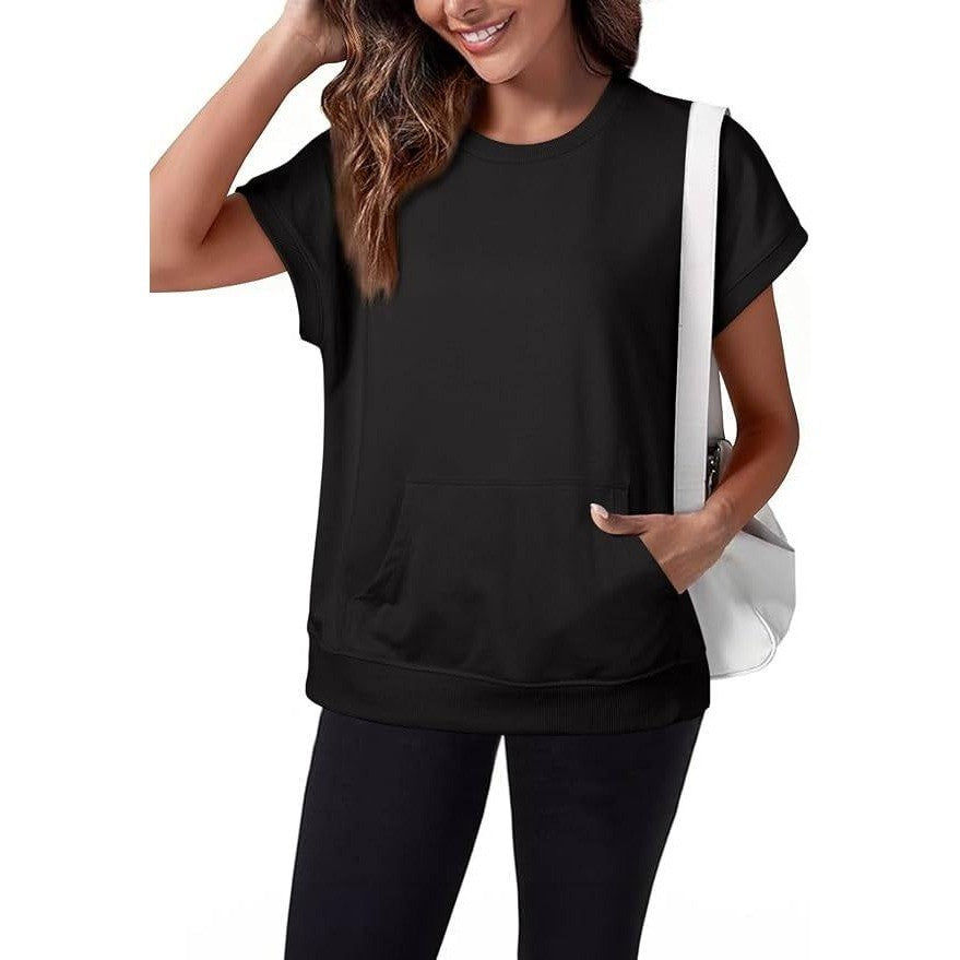 MSRP $18 SHEWIN Women's XL Short Sleeve Sweatshirt T-Shirt Casual Dressy Shirt