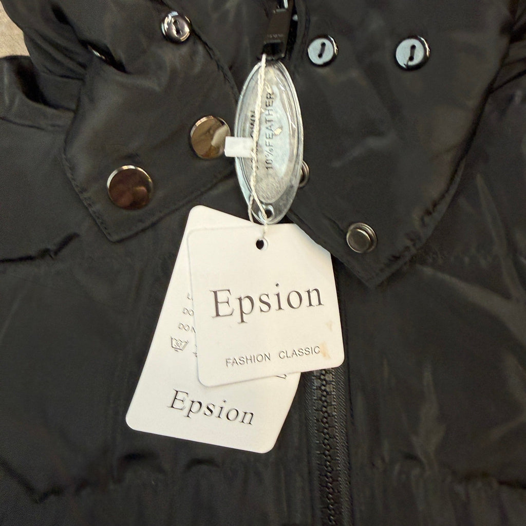 MSRP $125 Epsion Women's M Black Hooded Thickened Long Down Jacket Winter Dow