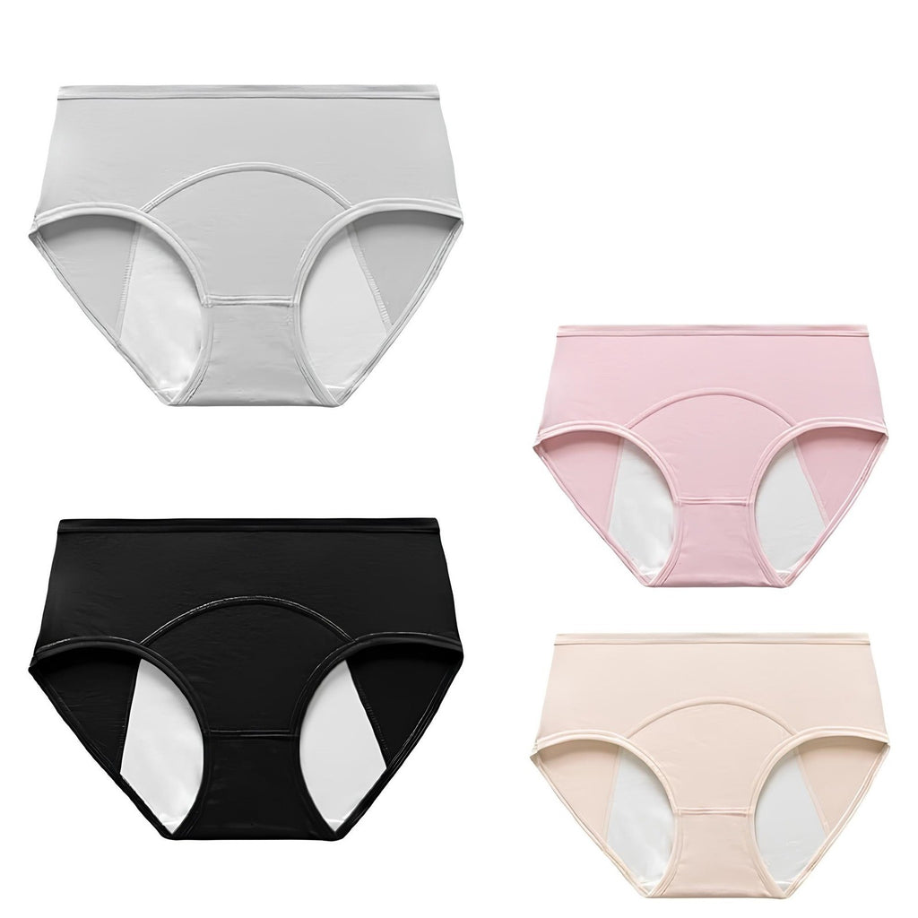 Set of 4 Menstrual Period Underwear Sz XL Panties for Women Mid Waist Cotton Po