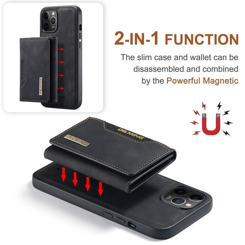 Black iPhone 13 ProMax DG.Ming M2 Series Magnetic 2-in-1 Wallet Case