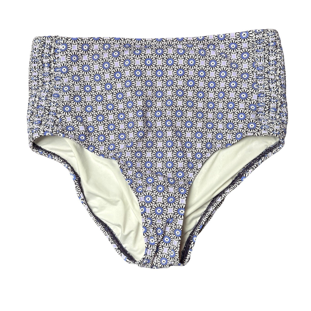 Lands' End Women's S LONG Smocked High Waisted Bikini Swim Bottoms Blackberry