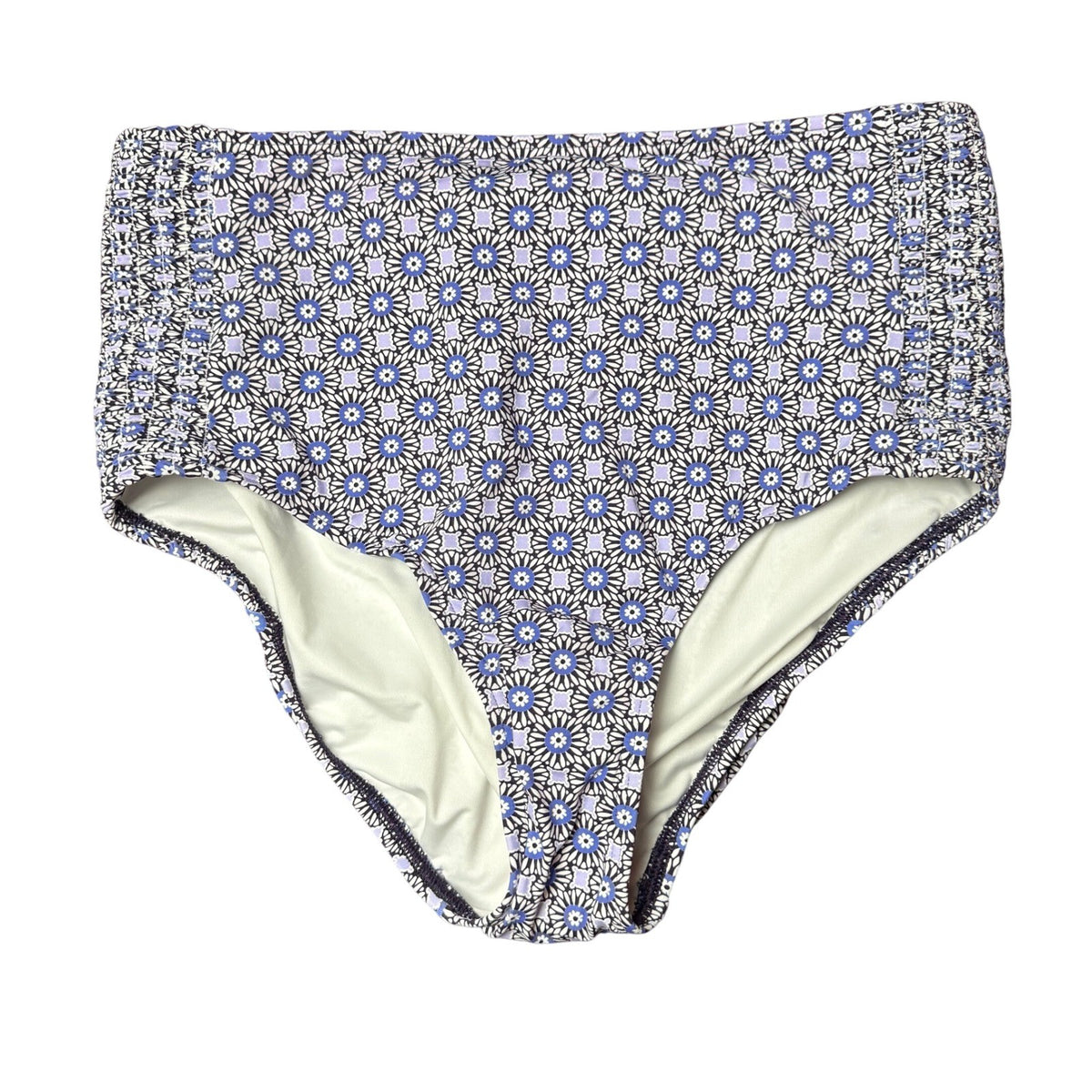 Lands' End Women's S LONG Smocked High Waisted Bikini Swim Bottoms Blackberry