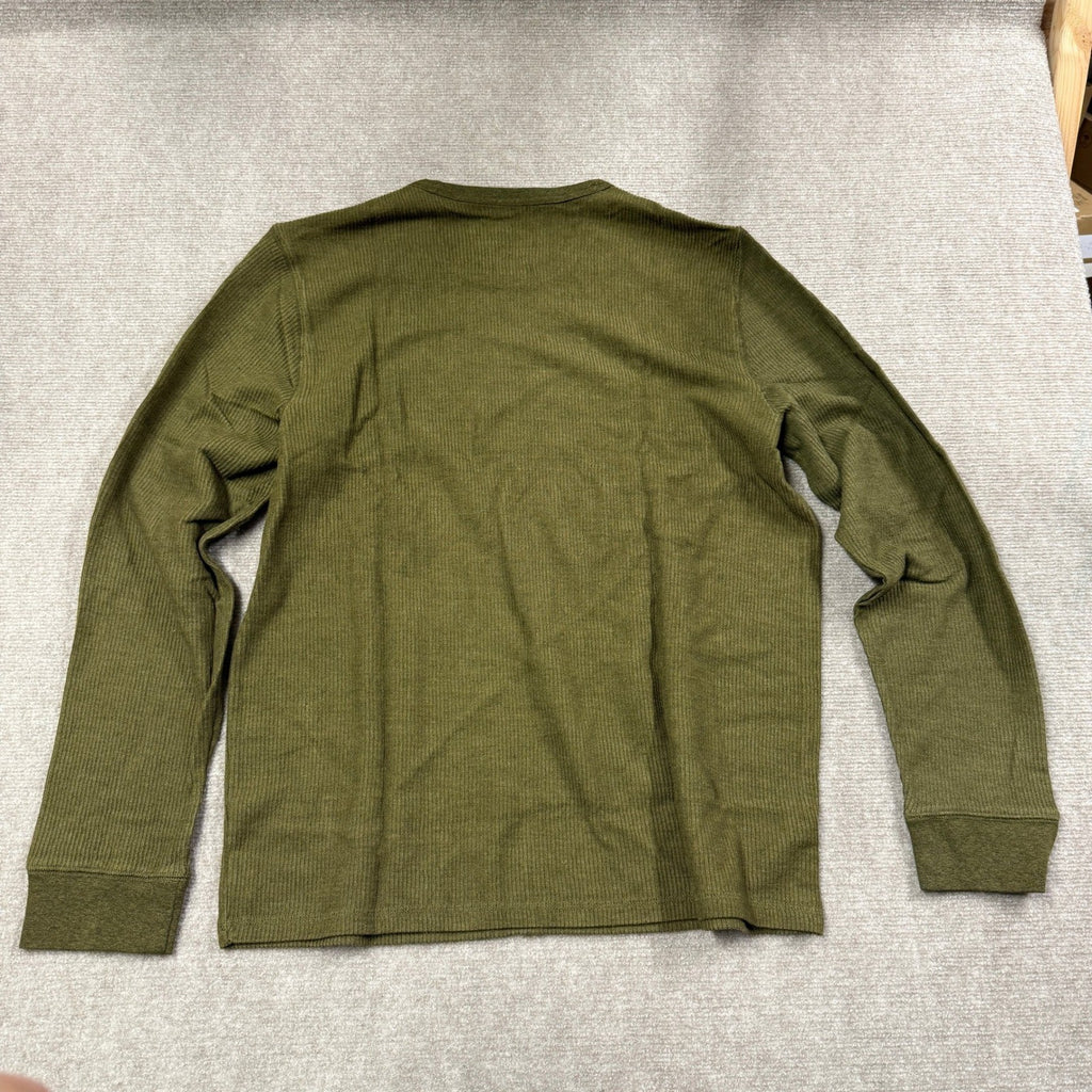 MSRP $34 Mutual Weave Men's L Green Marl Crew Neck Long Sleeve Thermal Top