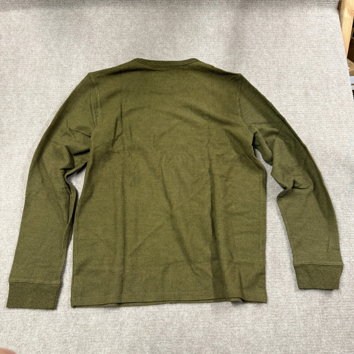 MSRP $34 Mutual Weave Men's L Green Marl Crew Neck Long Sleeve Thermal Top