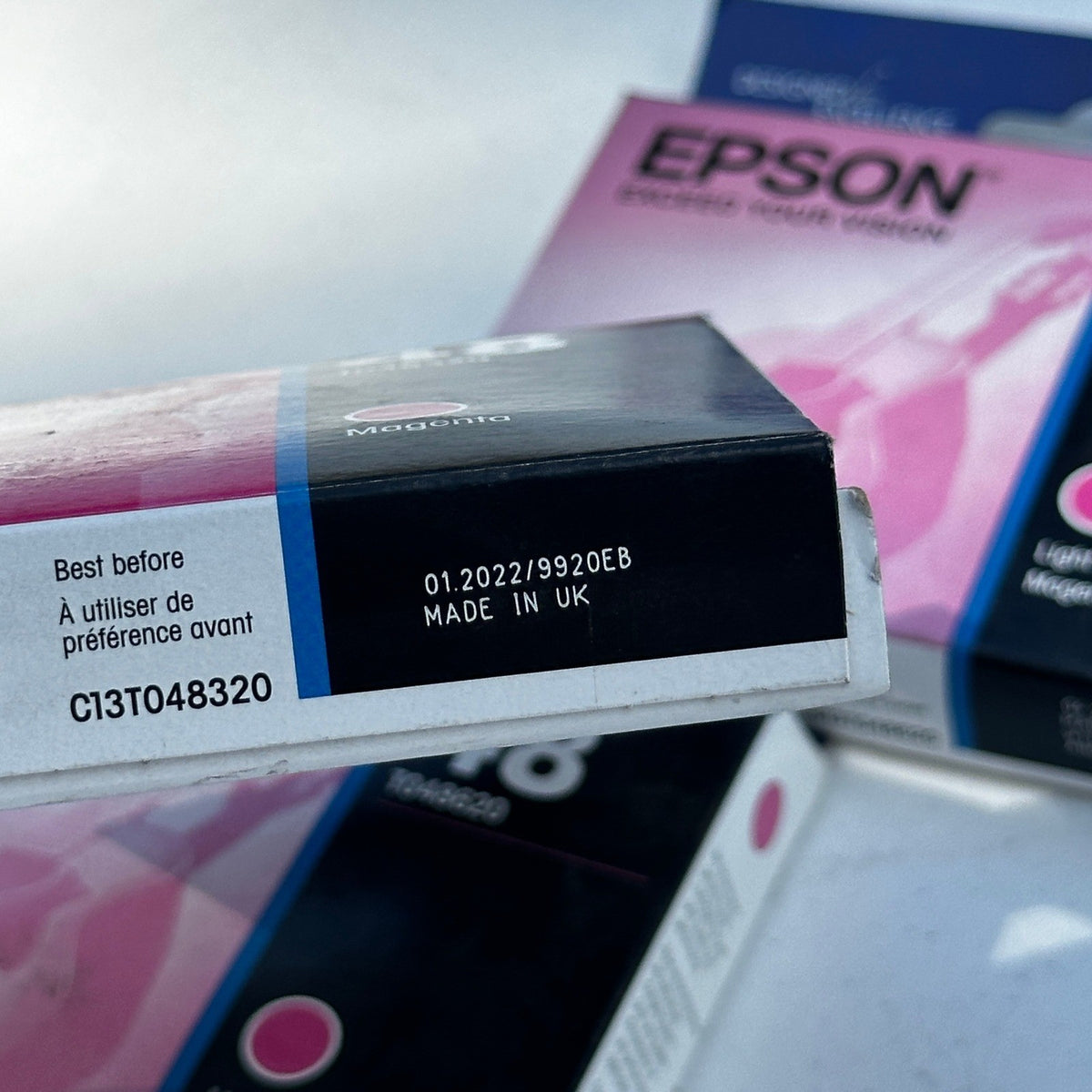 Set of 3 Epson 48 Light Magenta, Magenta Ink Cartridge EXP 01/2022 T048620, T048