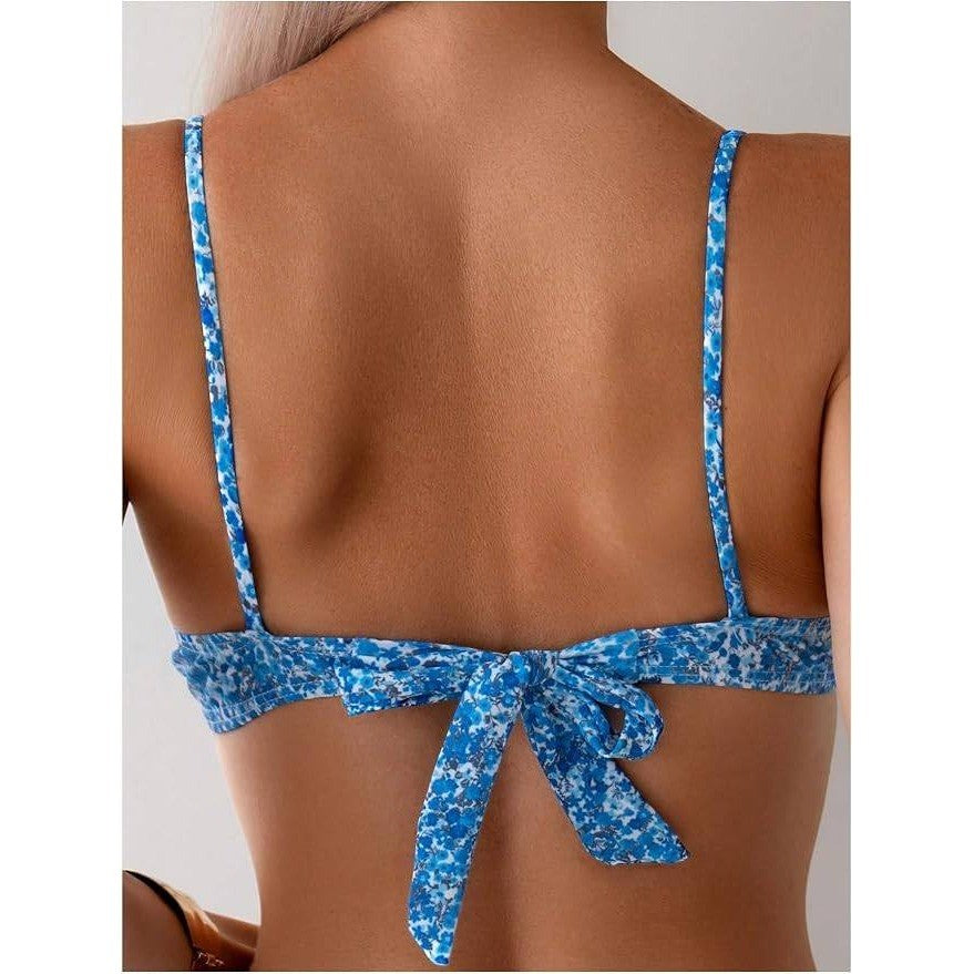 MSRP $41 SOLY HUX Women's M 2 Piece Bikini Set Boho Floral Print Underwire Swi