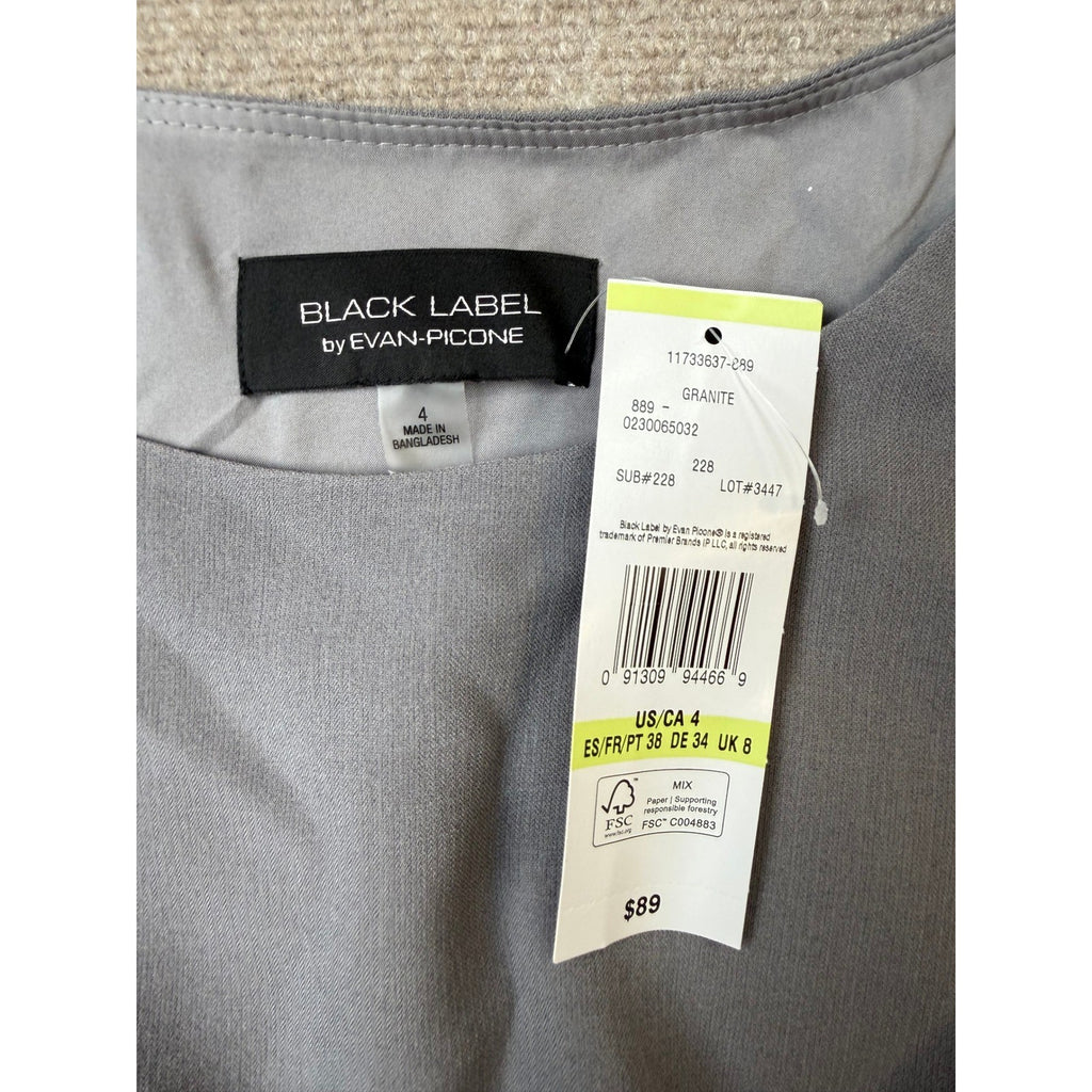 MSRP $89 Black Label by Evan-Picone Womens 4 Granite Crew Neck Sleeveless Dress