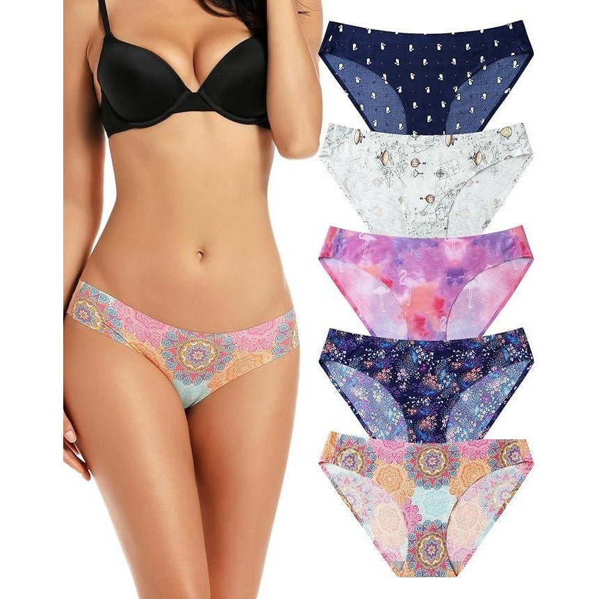 Set of 5 MSRP $22 Voenxe Women's S Bikini Underwear Seamless Breathable Ladies