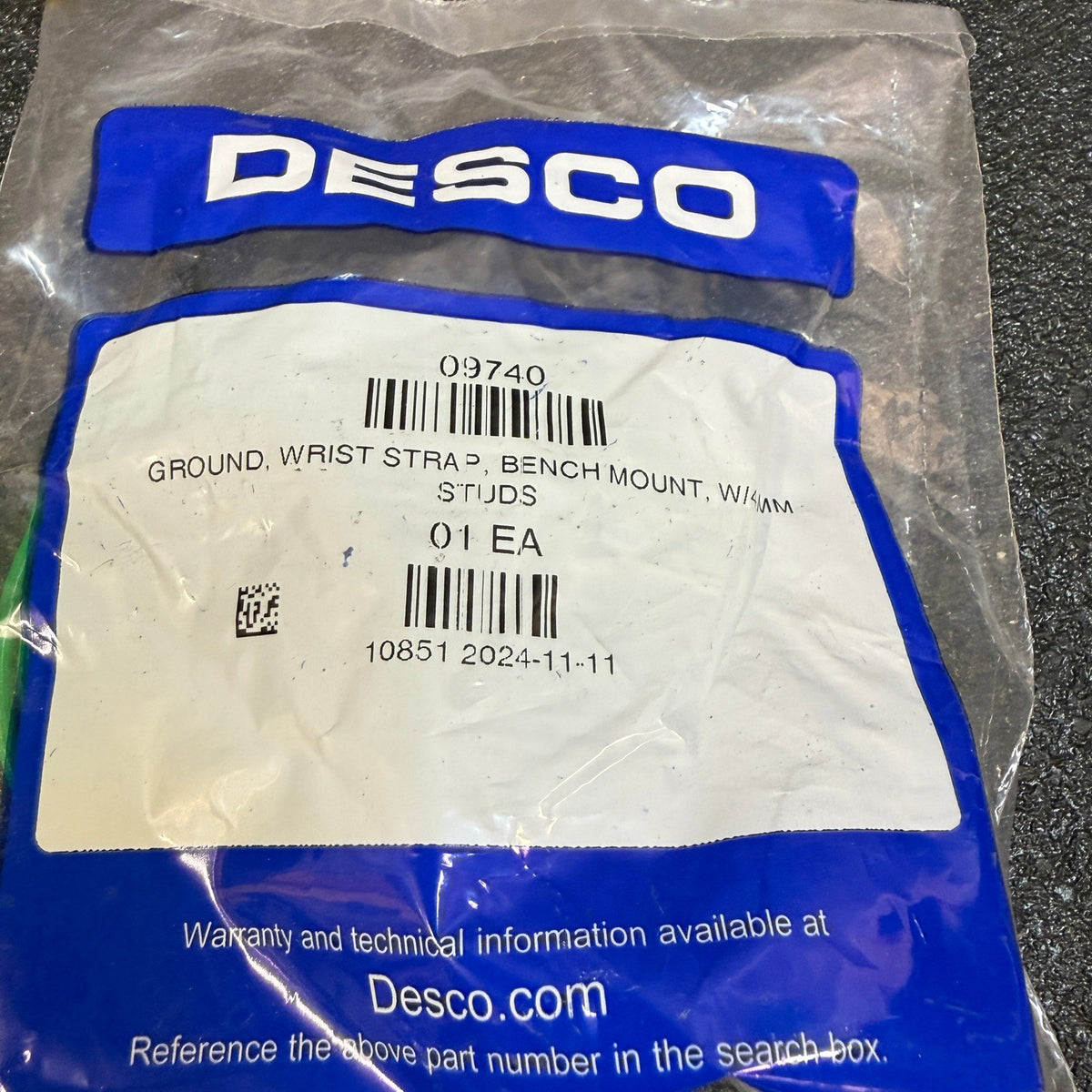 Desco 09740 Wrist Strap Ground Bench Mount w/ 4mm Stud