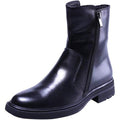 Santimon Men's US 8 Black Leather Zipper Winter Fur Lined Mid-Calf Dress Boots