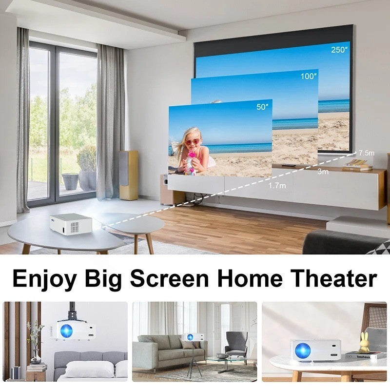 VISULAPEX Projector 65000 Lumens 4K 1080P FHD 5G WiFi Bluetooth Video Home Theat