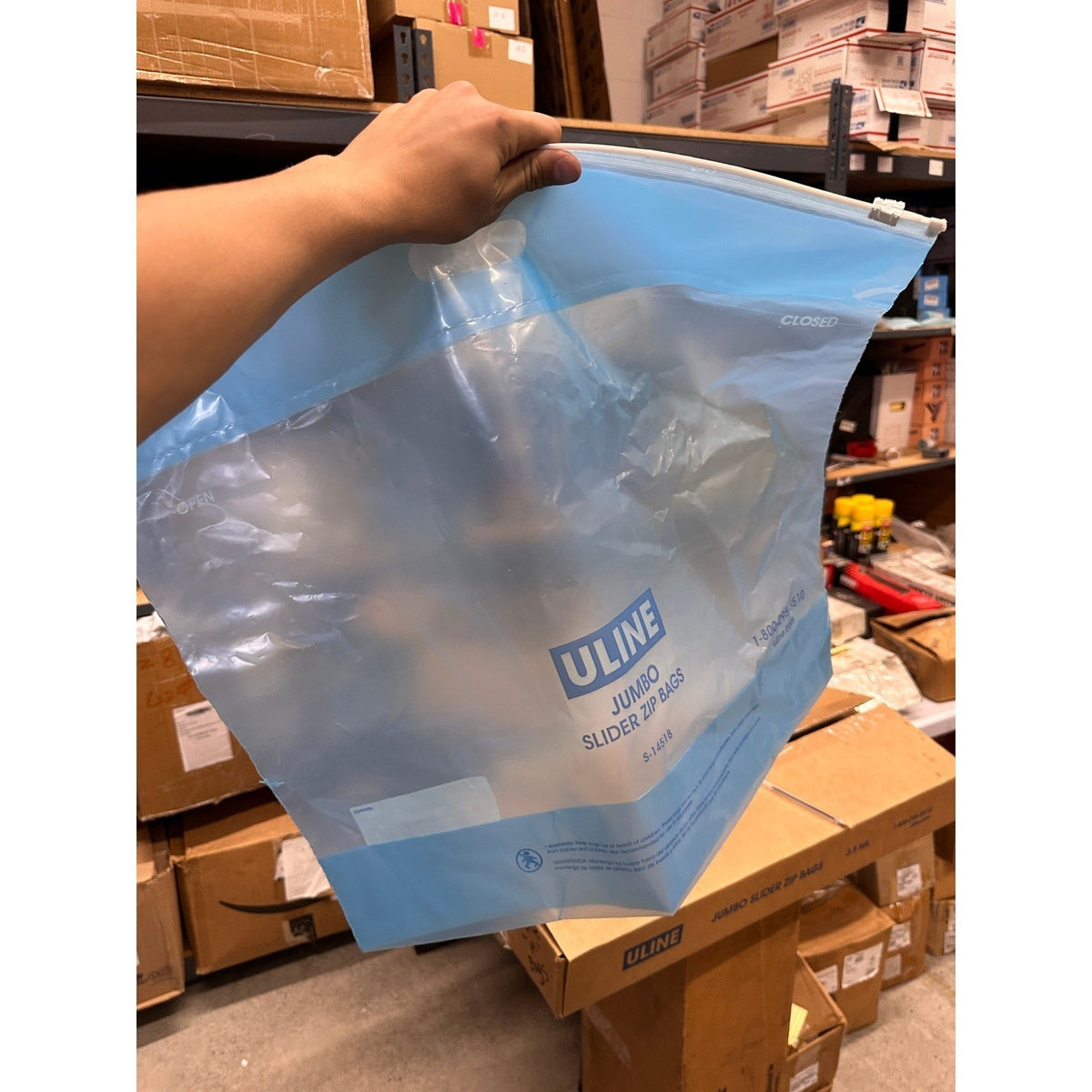 Pack of 32 Uline S-14518 Jumbo Slider Zip Bags 24x20" 11 Gal
